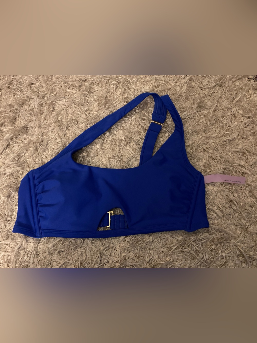 Royal Blue One-Shoulder Bikini Top size L NWT